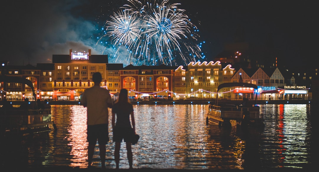 The fireworks show at Disneys Boardwalk Resort near Disney World.